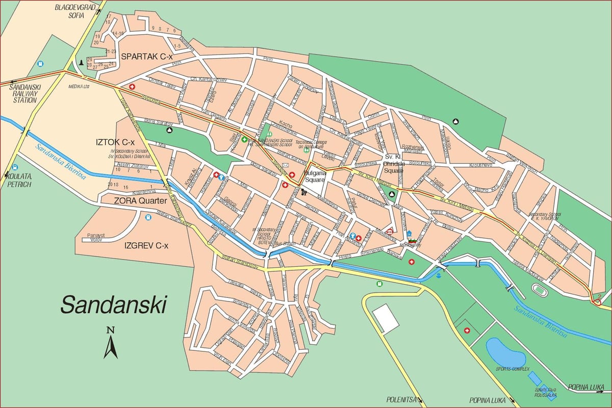 வரைபடம் sandanski பல்கேரியா