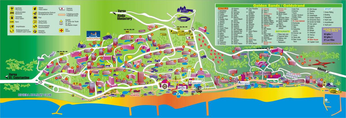 தங்க கடற்கரை பல்கேரியா வரைபடம்