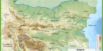 பல்கேரியா topographic வரைபடம்